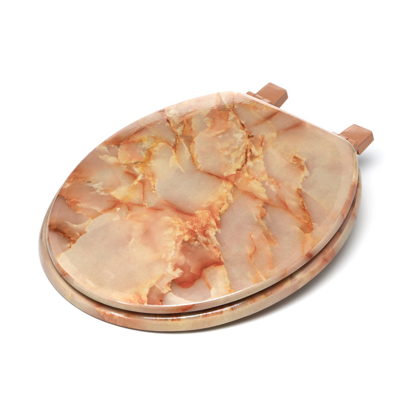 Trimmer Marbleized Molded Wood Round Toilet Seat & Reviews Wayfair